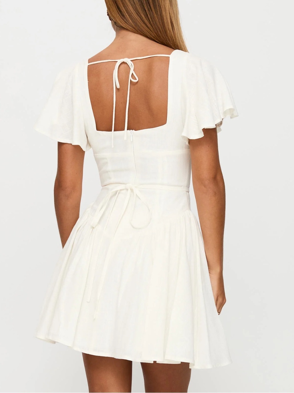 NWOT Princess Polly Forever More Mini Dress White Button-Front Puff Sleeve Sz 0 - Picture 10 of 14